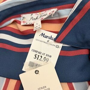 Pink Rose Multicolor Striped Blouse